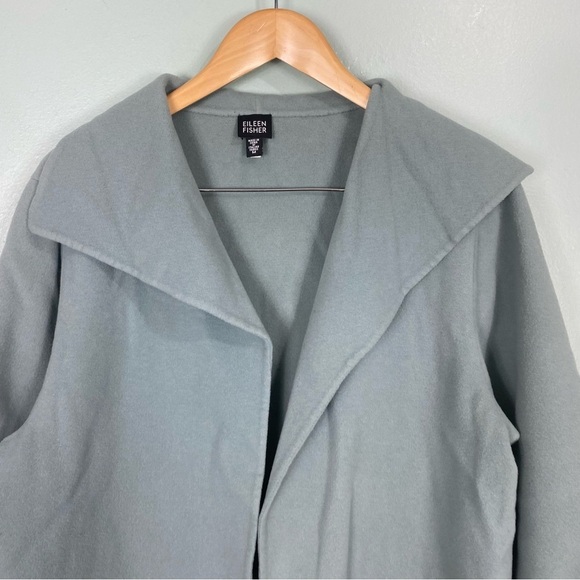 Eileen Fisher Mint Green‎ Coat Sz M Open Front Wool Cashmere - Picture 3 of 8